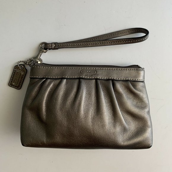 Coach Handbags - 💙HP💙 Coach Signature Embossed Pleated Leather Wristlet